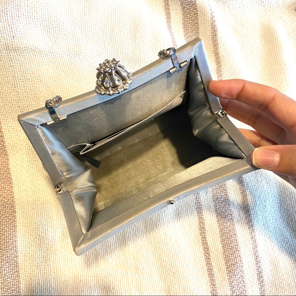 Nordstrom Satin Silver Clutch - Picture 4 of 8